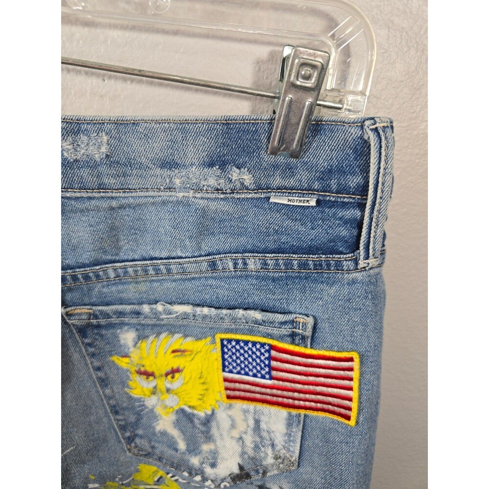 MOTHER The Vagabond Shorts in Out of Gas Denim Size 28 Graffiti Punk Doodle AN - Picture 8 of 12